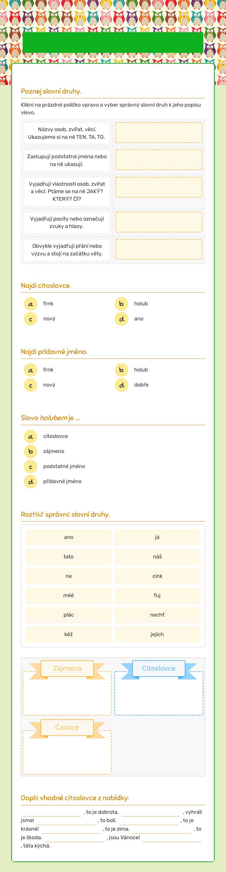 Slovní druhy 1 Grade 3 worksheet preview
