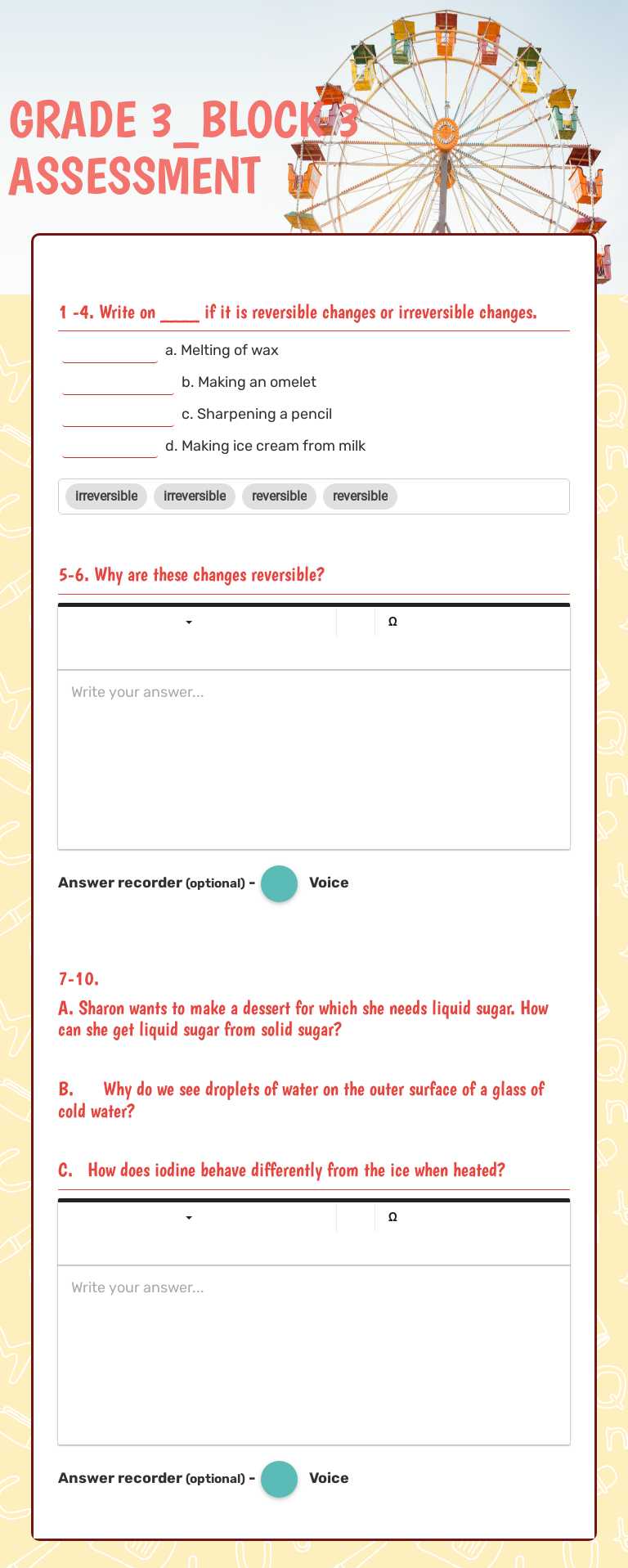 GRADE 3_BLOCK 3 ASSESSMENT worksheet preview
