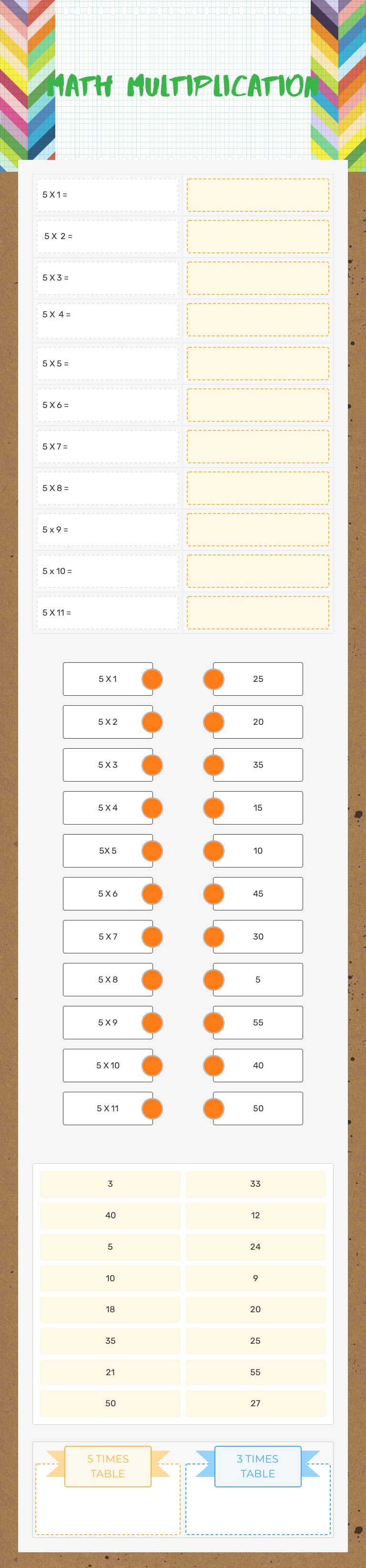 MAth Multiplication worksheet preview image
