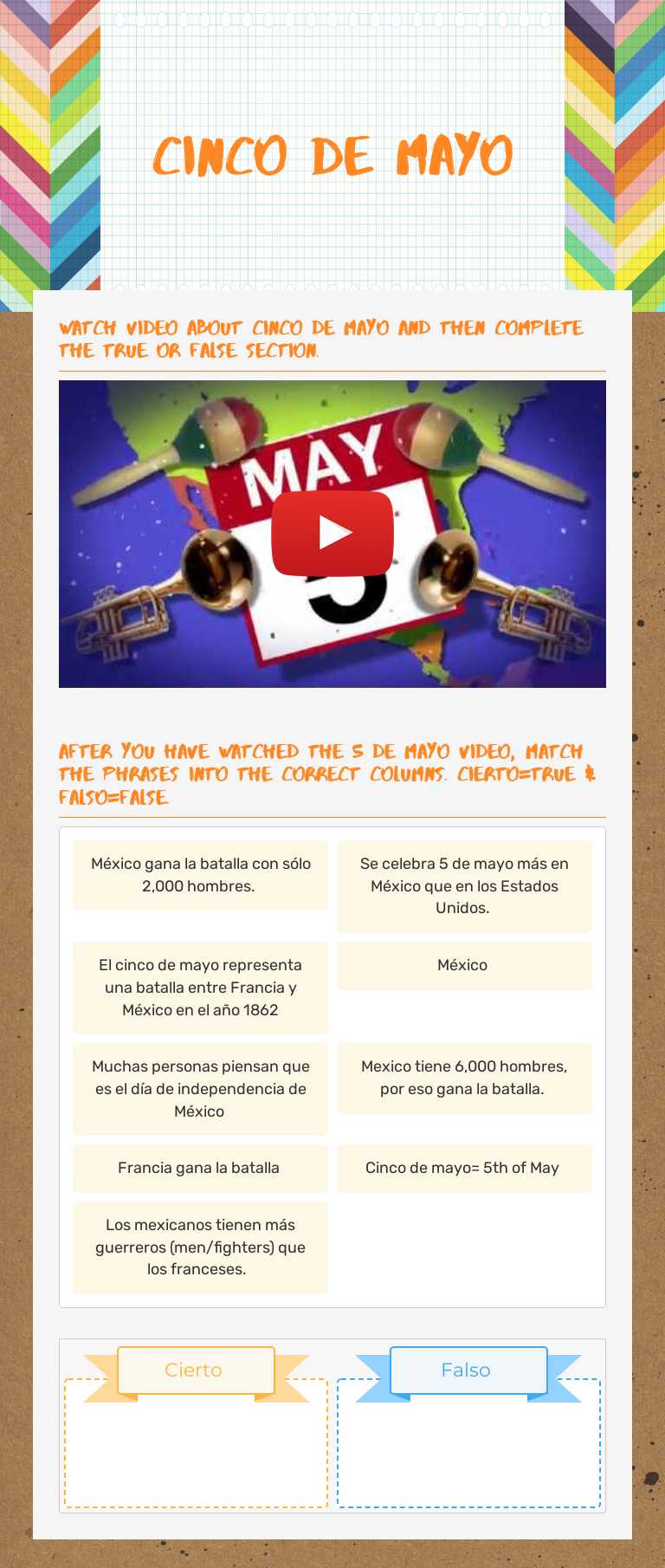 Cinco de Mayo worksheet preview image