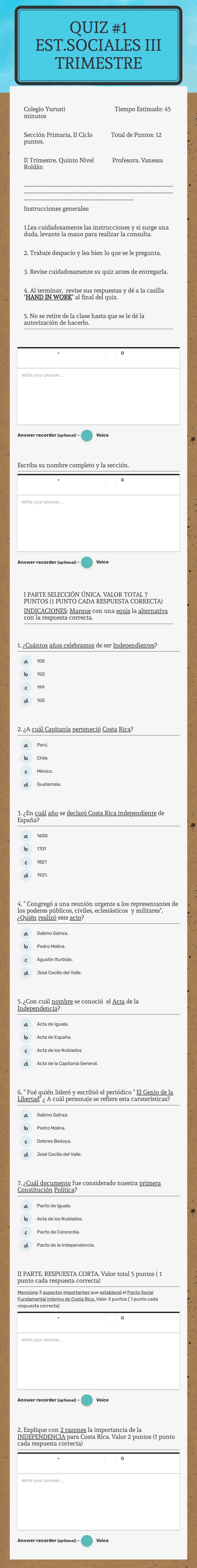 QUIZ #1 
EST.sociales
iii trimestre worksheet preview image