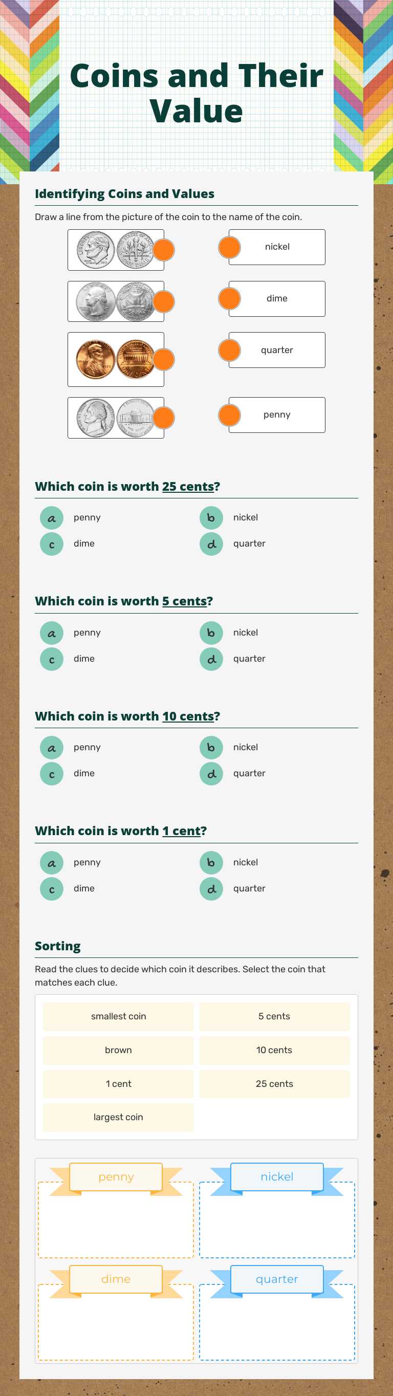 Coins and Their Value worksheet preview image