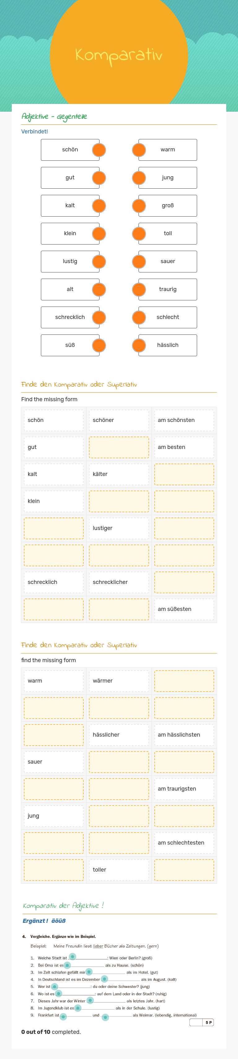 Komparativ worksheet preview image