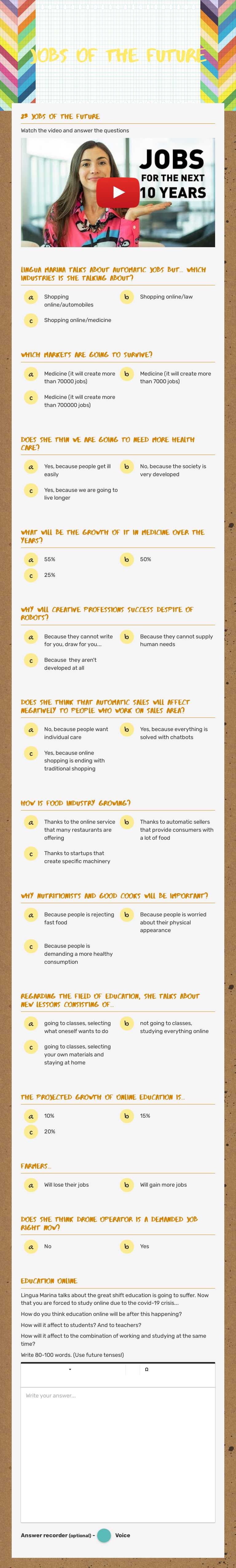 Jobs of the future worksheet preview image
