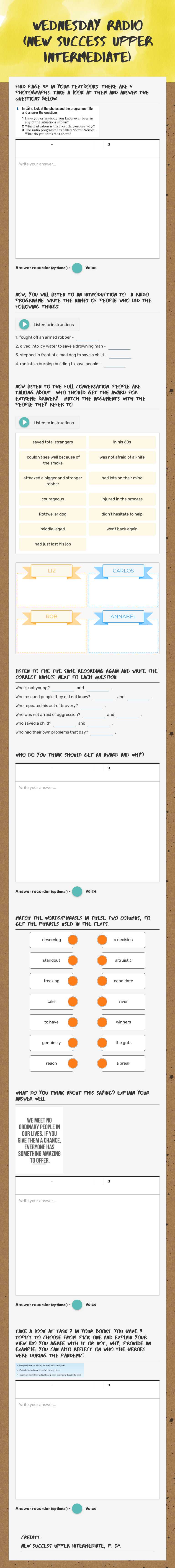 WEDNESDAY RADIO    (new success upper intermediate) worksheet preview image