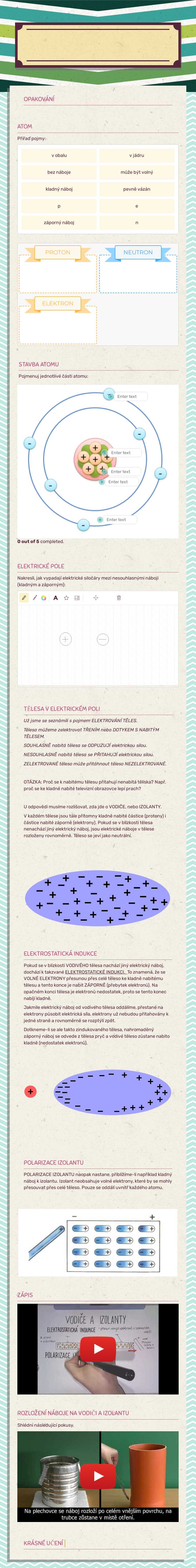 tělesa v elektrickém poli worksheet preview image