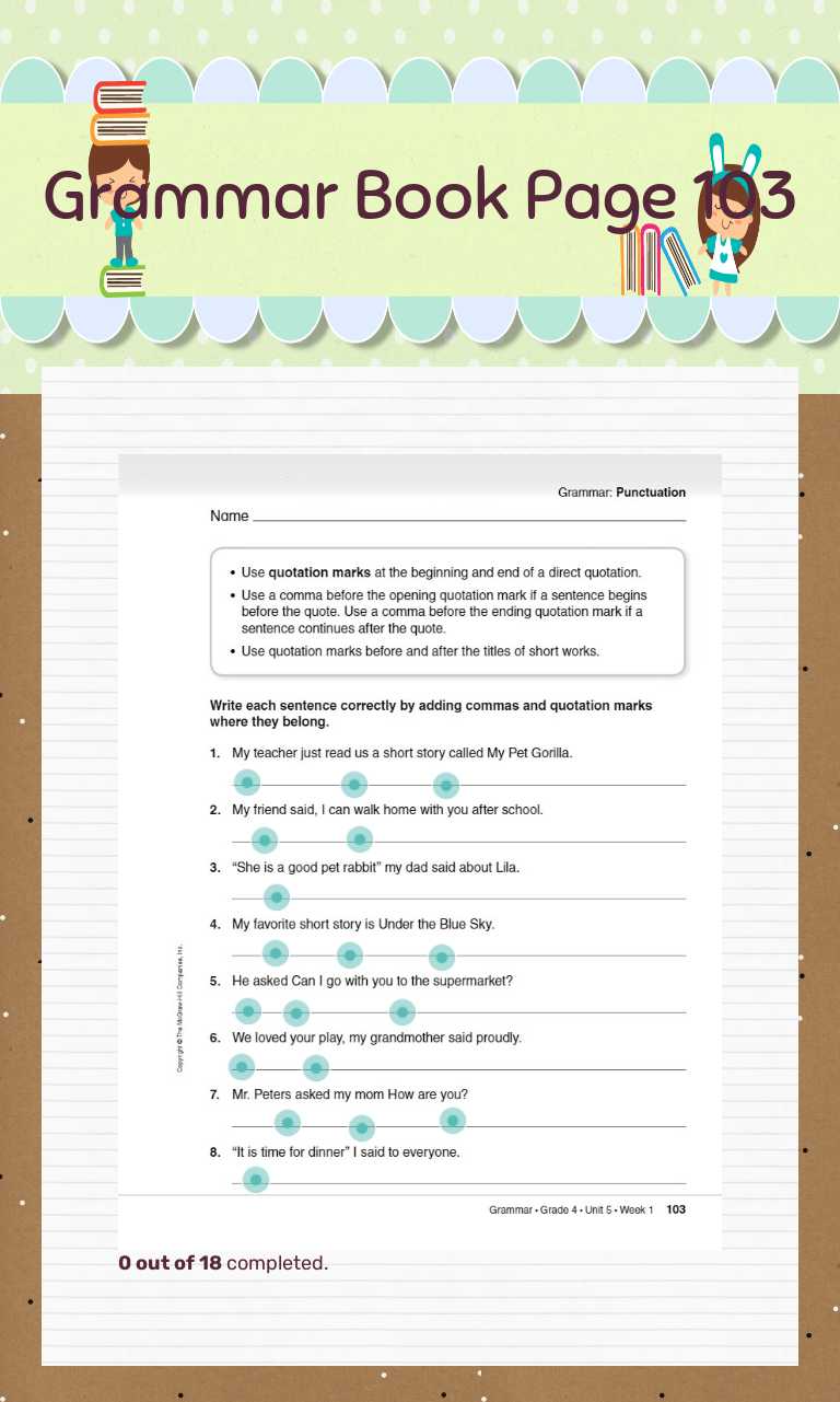 Grammar Book Page 103 worksheet preview image