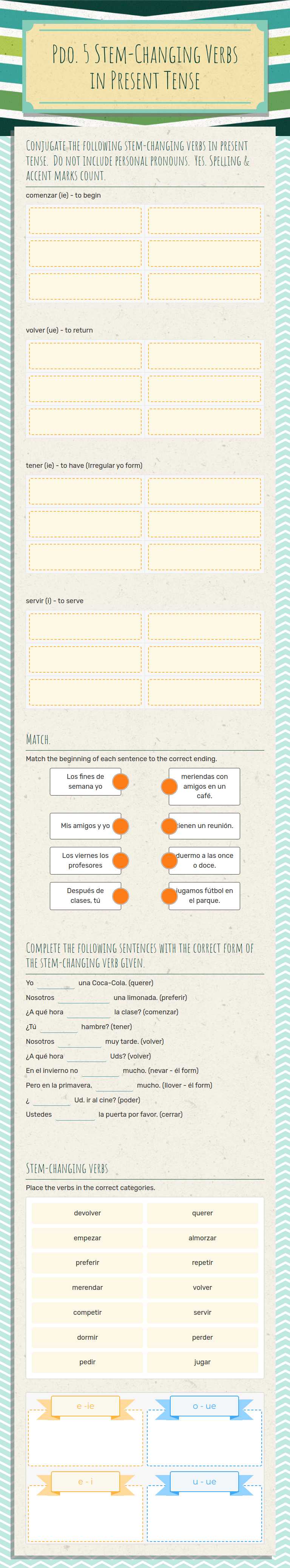 Pdo. 5 Stem-Changing Verbs in Present Tense worksheet preview image