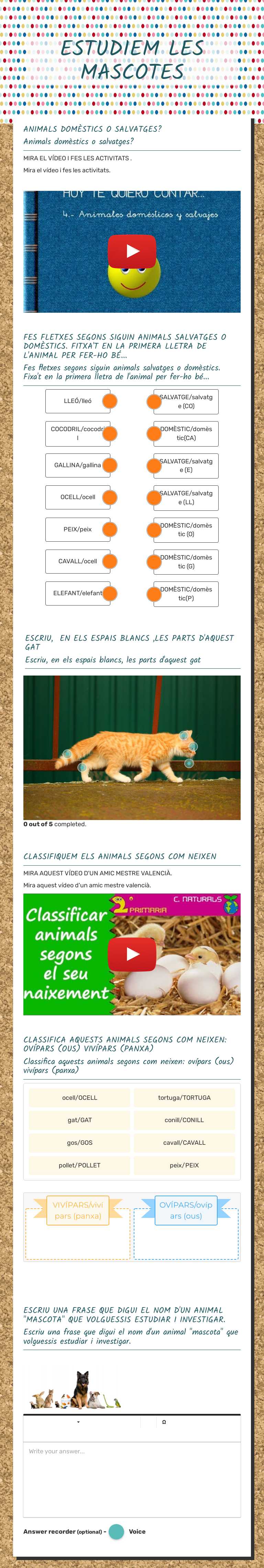 ESTUDIEM LES MASCOTES worksheet preview image