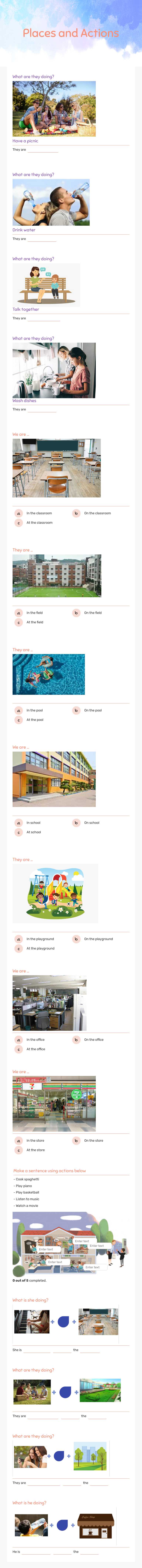 Places and Actions worksheet preview image