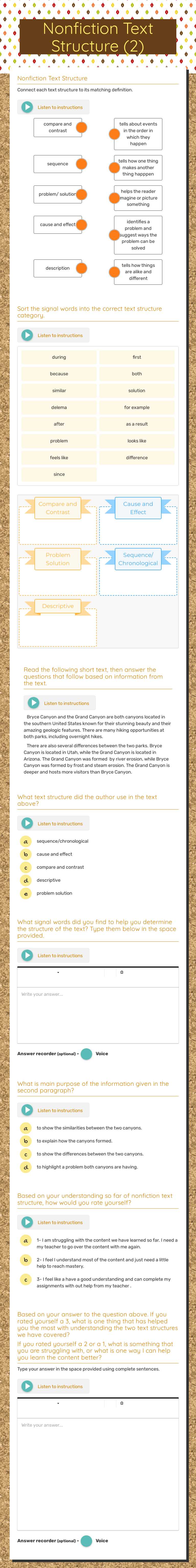 Nonfiction Text Structure (2) worksheet preview image