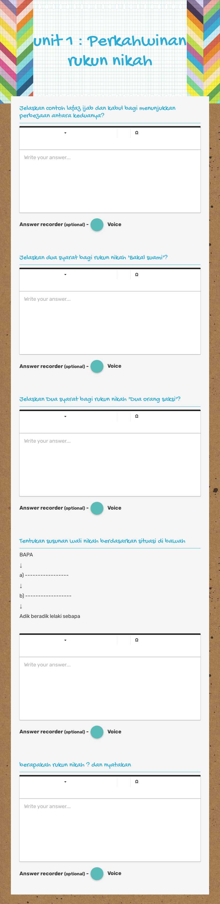 unit 1 : Perkahwinan rukun nikah worksheet preview image
