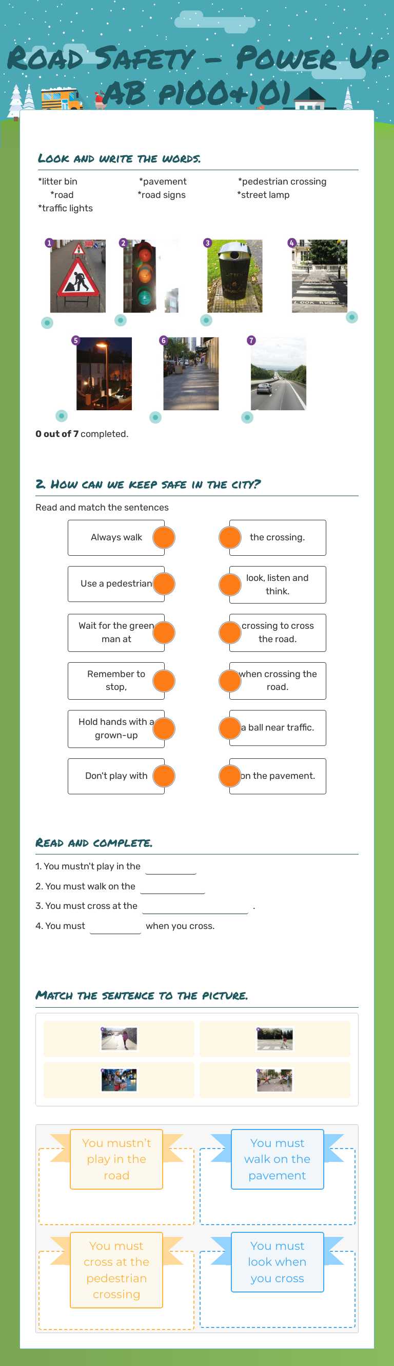 Road Safety - Power Up AB p100&101 worksheet preview image