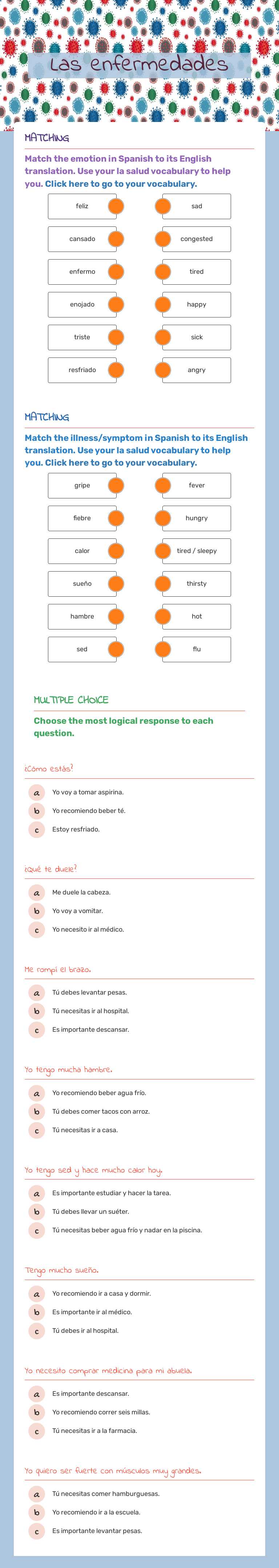 Las enfermedades worksheet preview image
