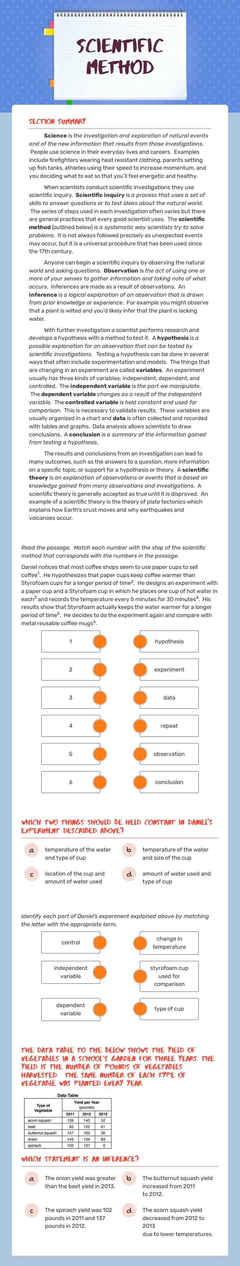 Scientific Method worksheet preview image