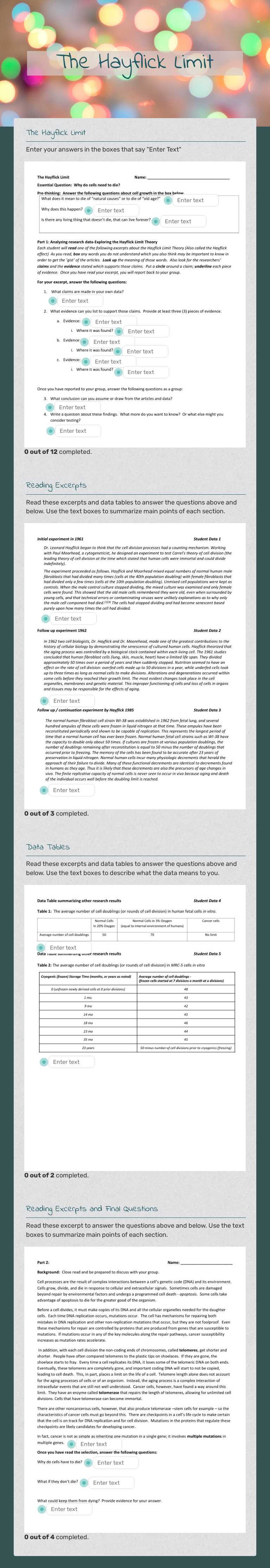 The Hayflick Limit worksheet preview image