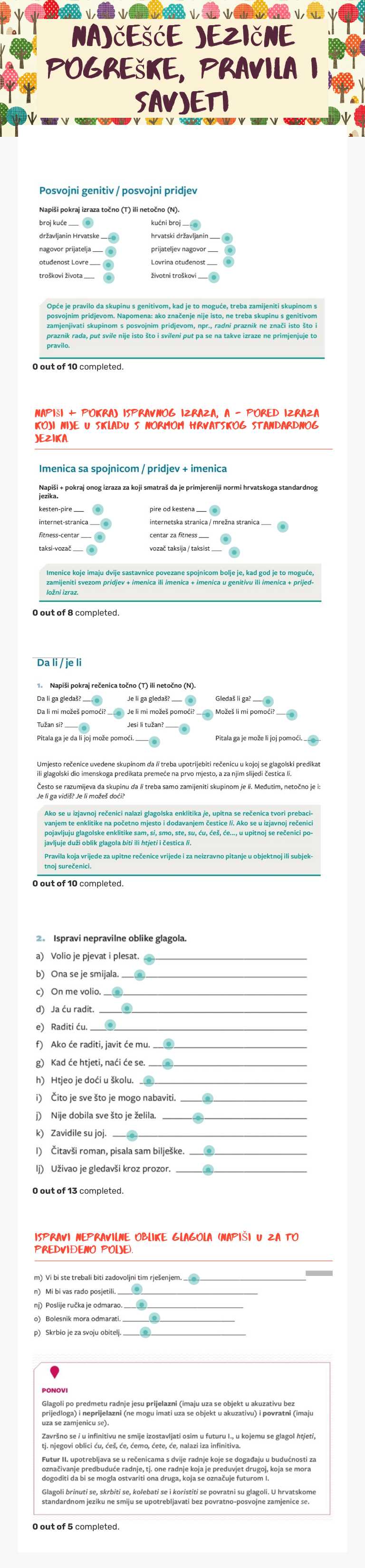 Najčešće jezične pogreške, pravila i savjeti Grade 10 worksheet preview