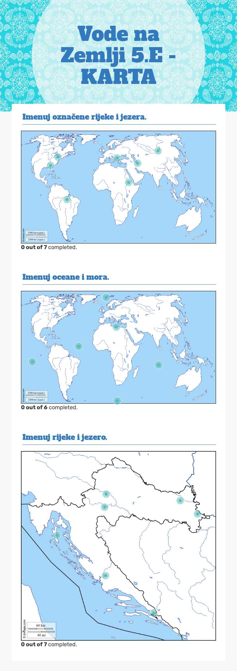 Vode na Zemlji 5.E - KARTA worksheet preview image