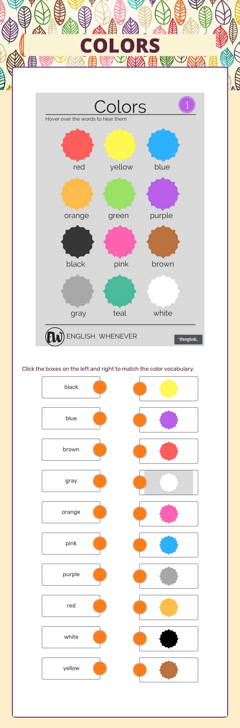 COLORS worksheet preview image