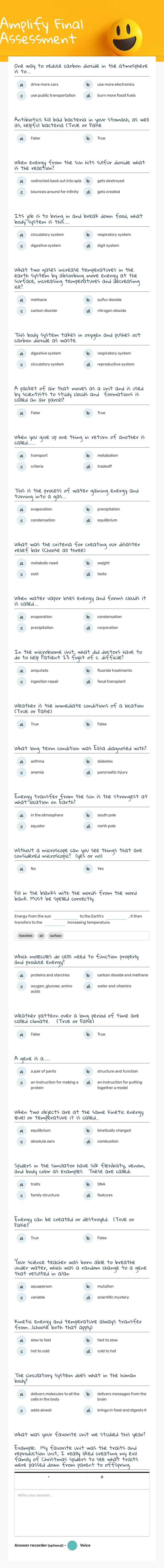 Amplify Final Assessment worksheet preview image