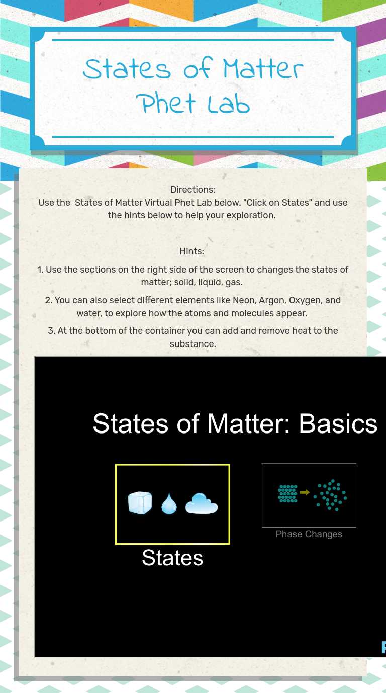 States of Matter Phet Lab worksheet preview image
