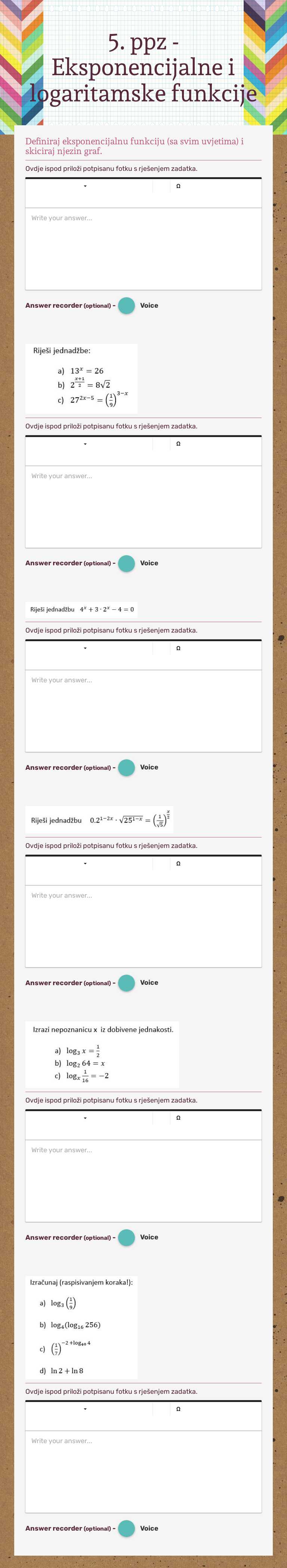 5. ppz - Eksponencijalne i logaritamske funkcije worksheet preview image