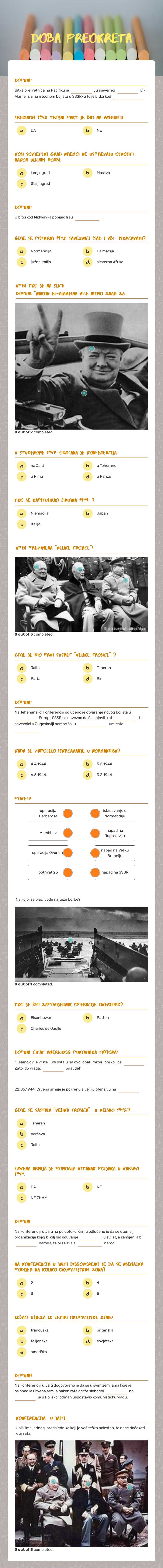 DOBA PREOKRETA Grade 8 worksheet preview