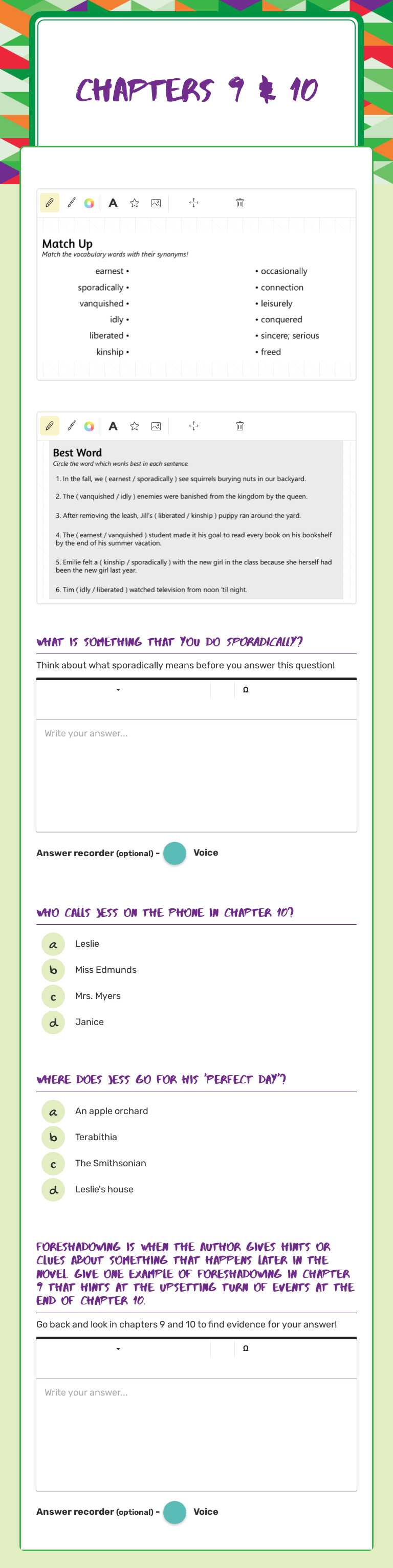 Chapters 9 & 10 worksheet preview image