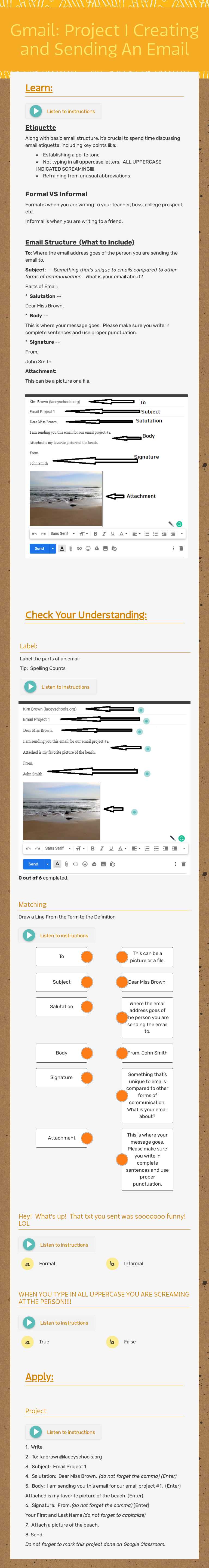 Gmail:  Project 1
Creating and Sending An Email worksheet preview image