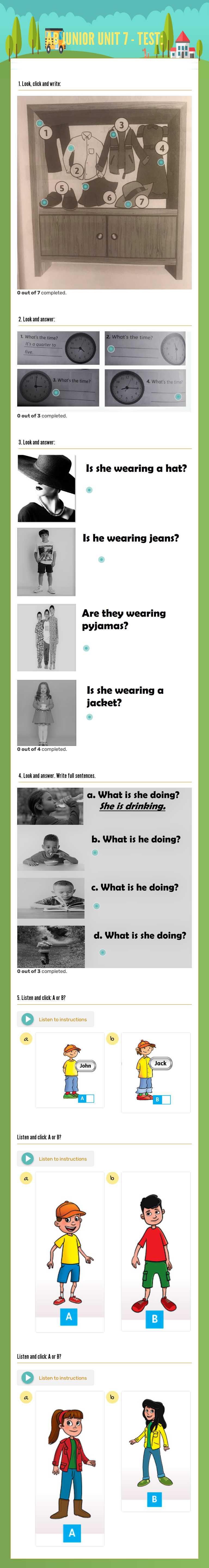 AB JUNIOR
UNIT 7 - TEST: worksheet preview image