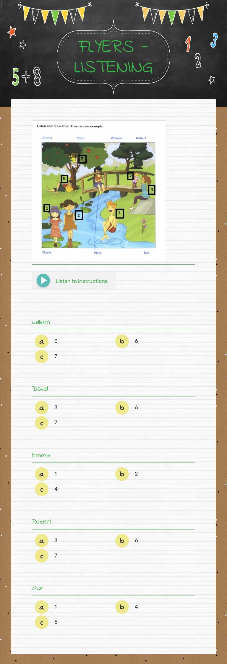 FLYERS - LISTENING Grade 5 worksheet preview