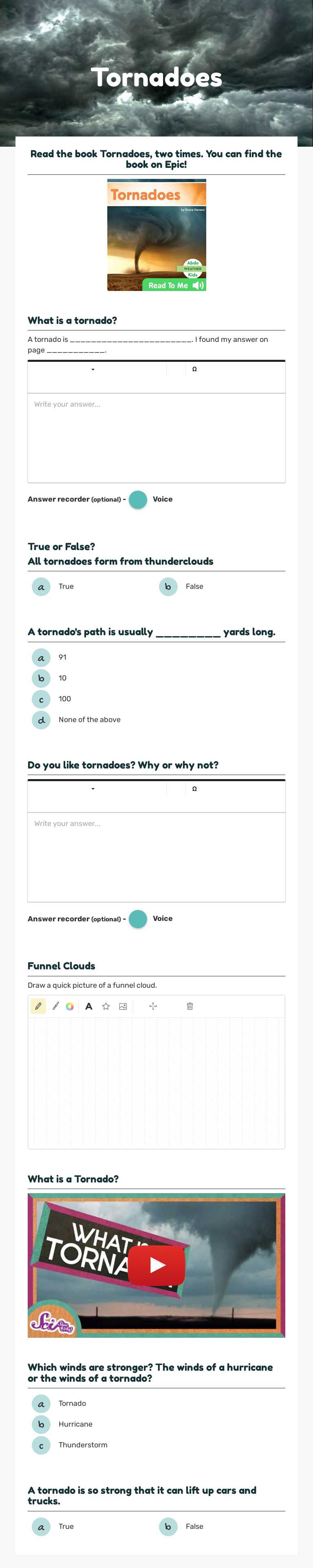 Tornadoes worksheet preview image