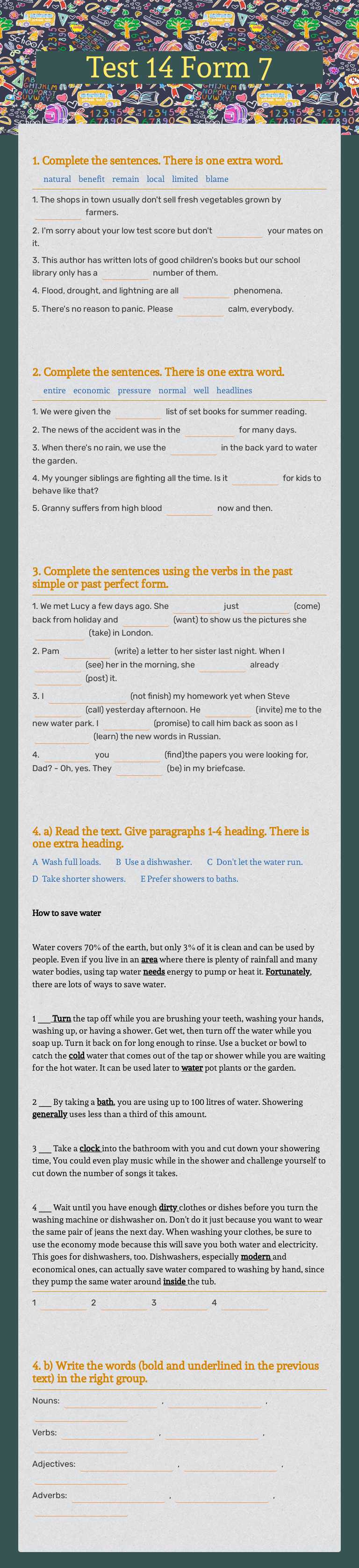 Test 14 Form 7 worksheet preview image