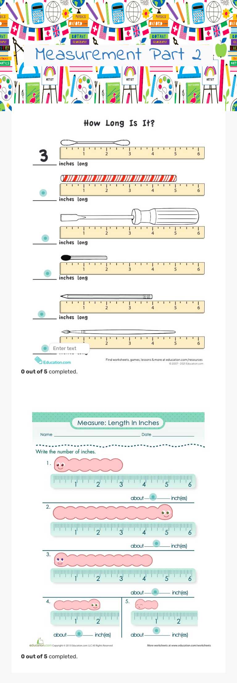 Measurement Part 2 worksheet preview image