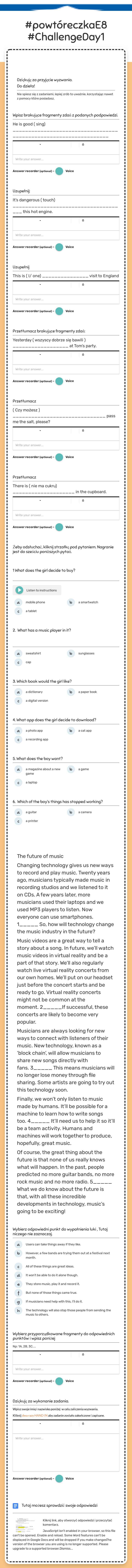 #powtóreczkaE8
#ChallengeDay1 worksheet preview image