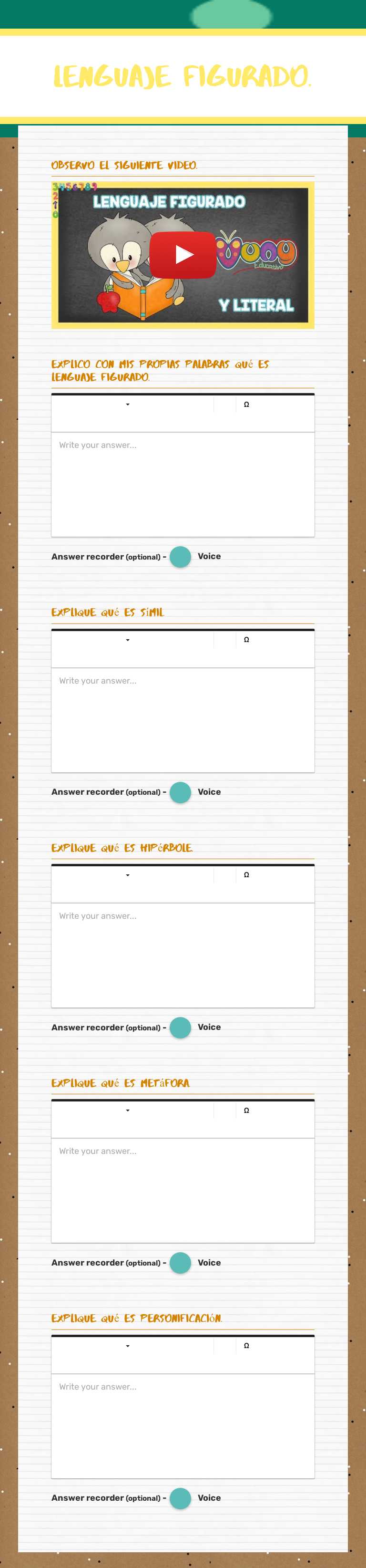 lenguaje figurado. Grade 4 worksheet preview