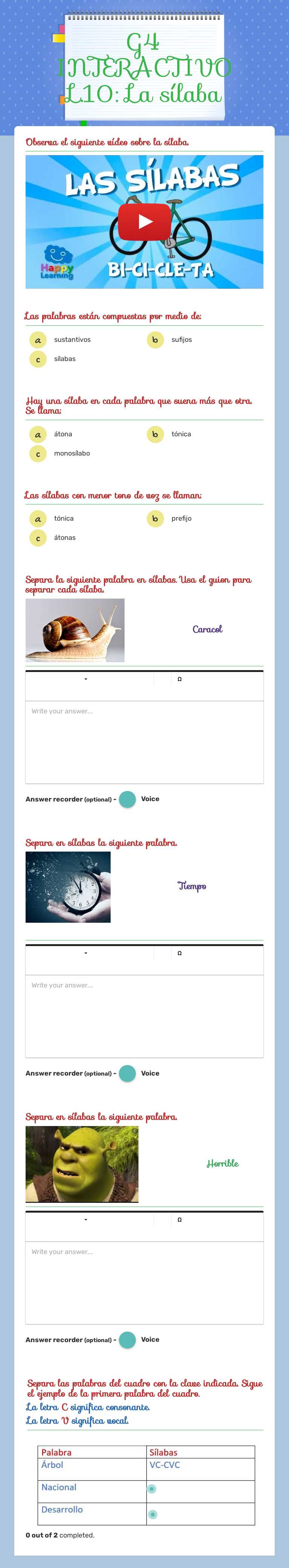 G4 INTERACTIVO L.10: La sílaba worksheet preview image
