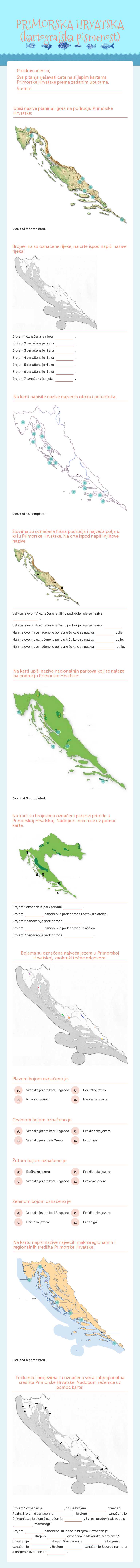 PRIMORSKA HRVATSKA  
(kartografska pismenost) Grade 8 worksheet preview