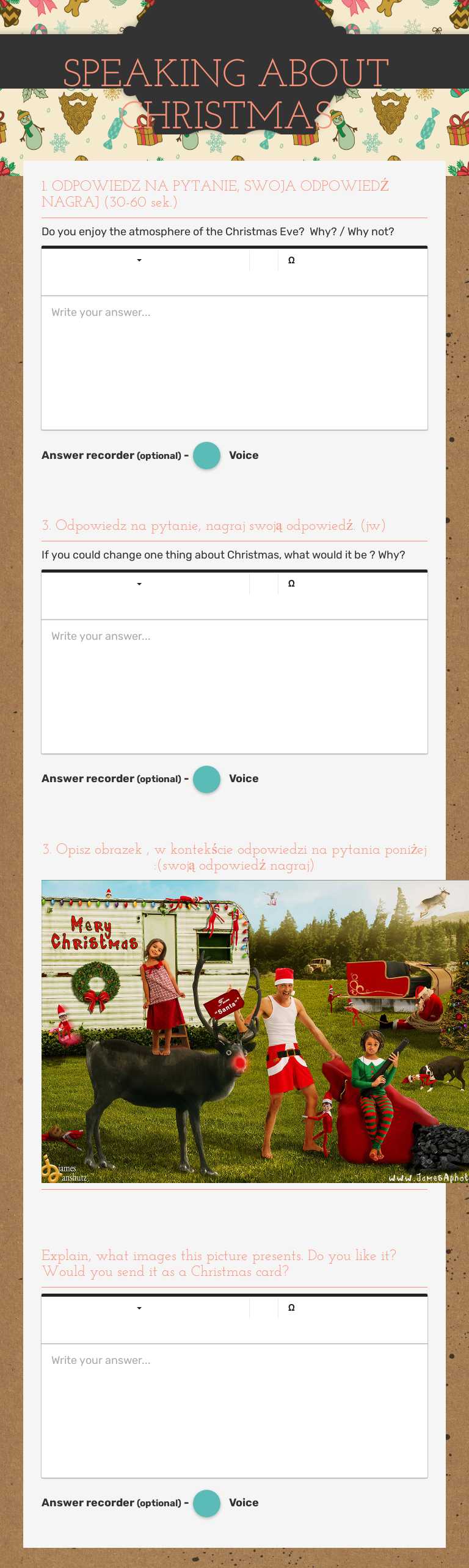 SPEAKING ABOUT CHRISTMAS worksheet preview