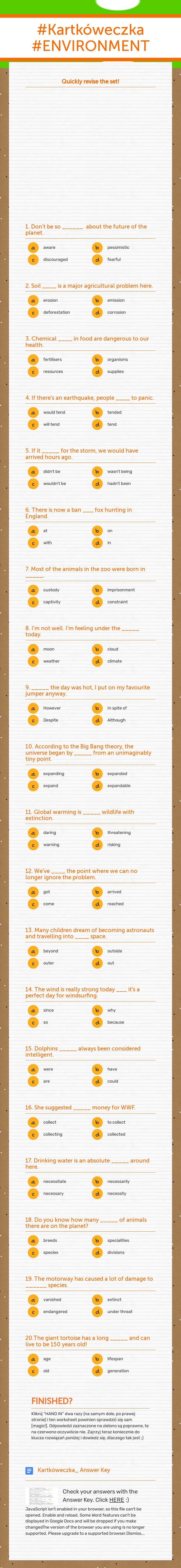 #Kartkóweczka
#ENVIRONMENT worksheet preview image