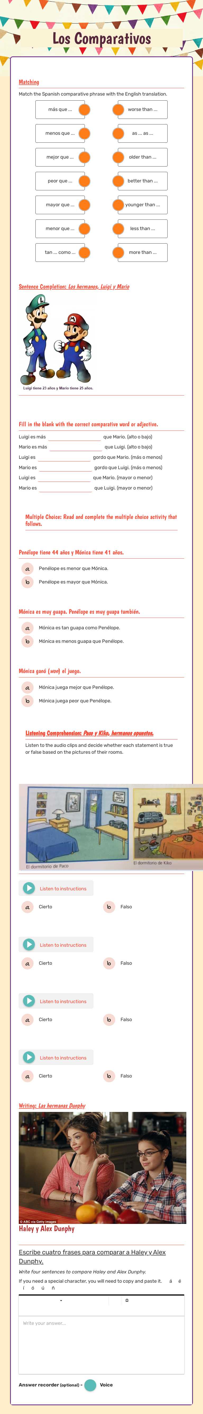 Los Comparativos worksheet preview image