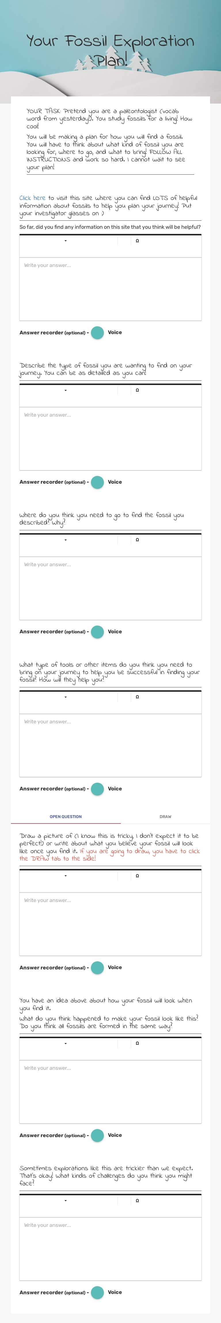 Your Fossil Exploration Plan! worksheet preview image