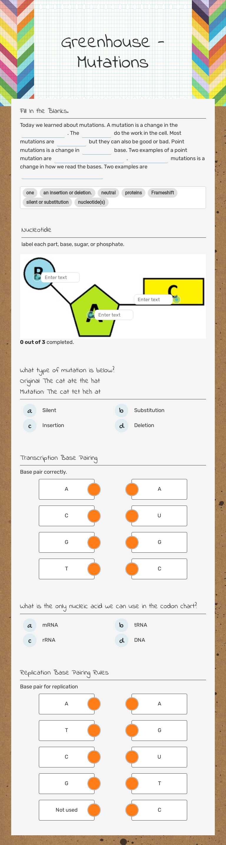 Greenhouse - Mutations worksheet preview image