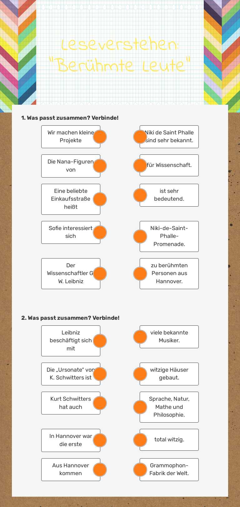 Leseverstehen: "Berühmte Leute" worksheet preview image