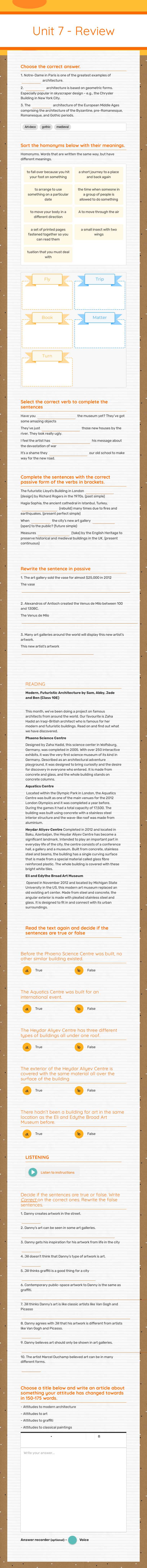 Unit 7 - Review worksheet preview image