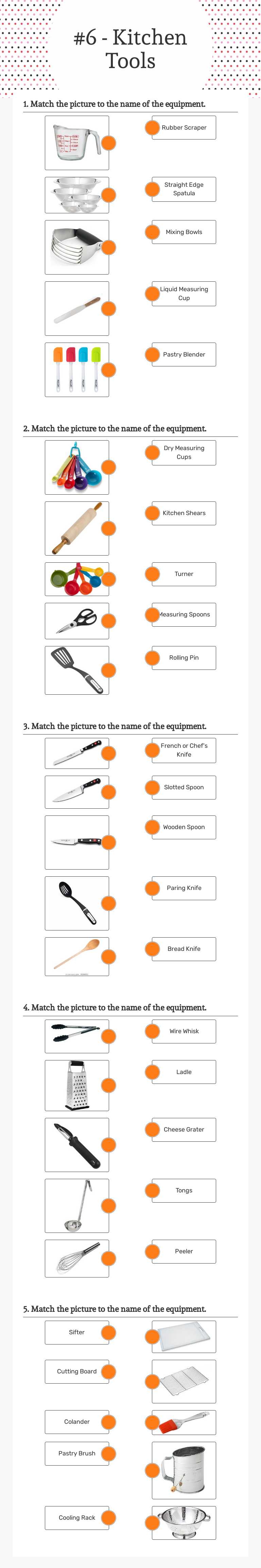 #6 - Kitchen Tools worksheet preview image