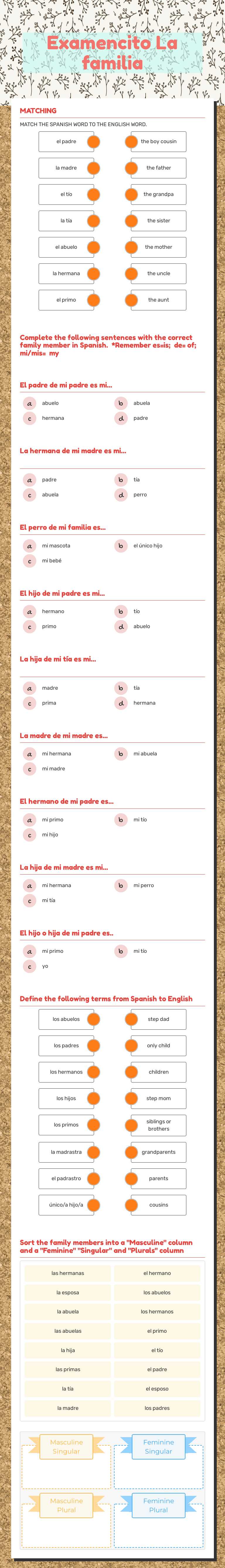 Examencito              
 La familia worksheet preview image