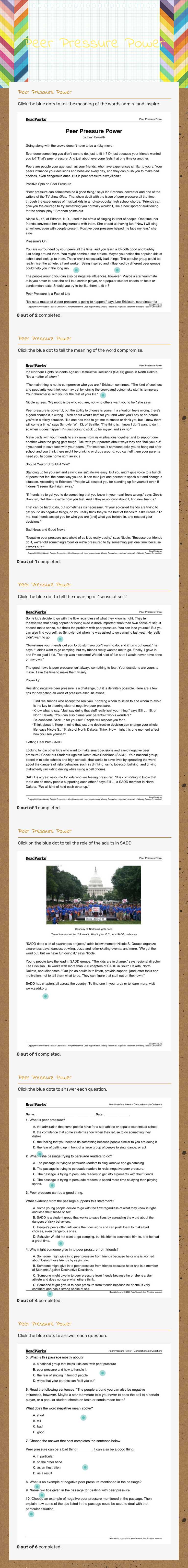 Peer Pressure Power worksheet preview image