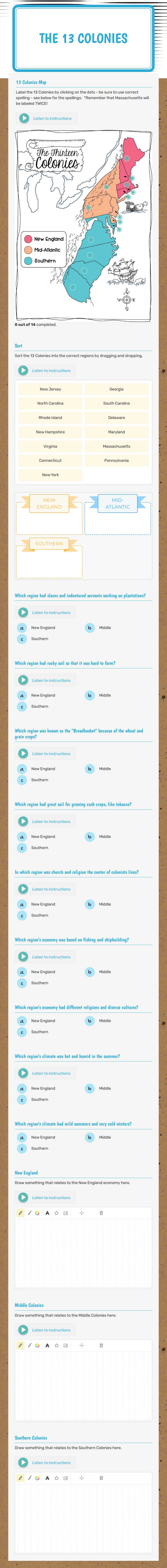 the
13 COLONIES worksheet preview image