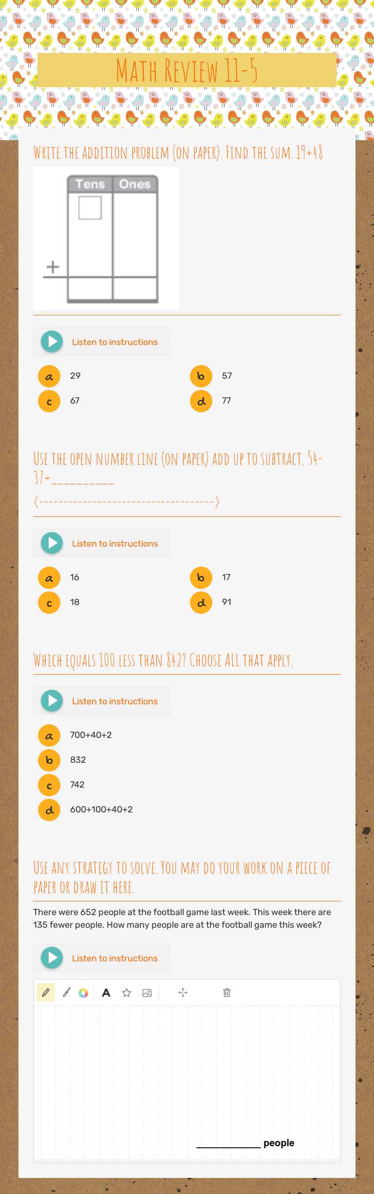 Math Review 11-5 Grade 2 worksheet preview